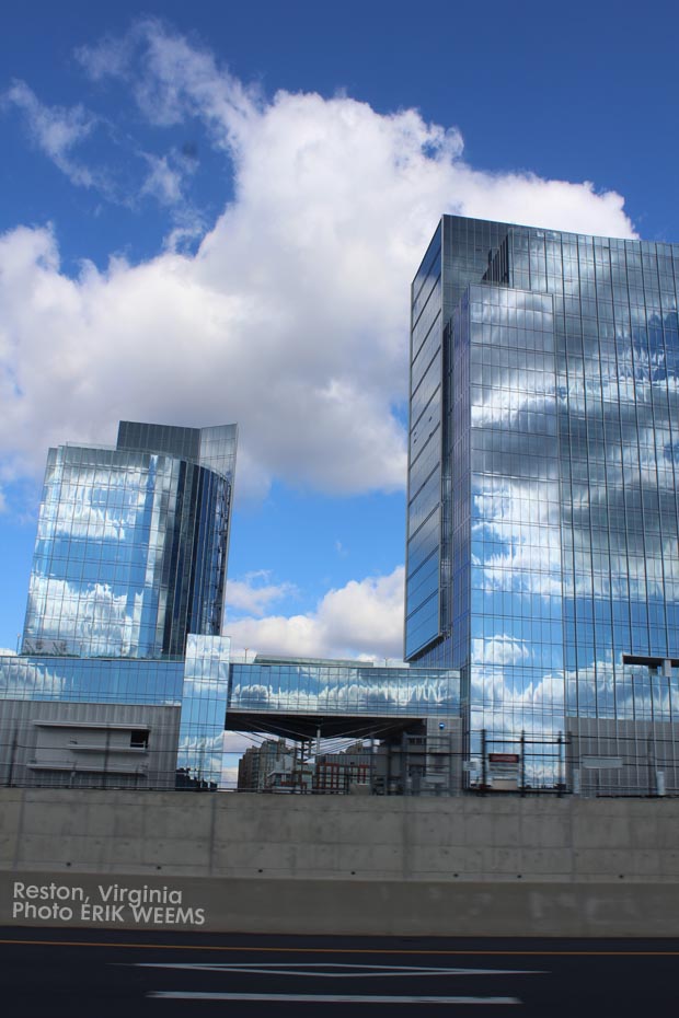 Reflecting glass high rise buildings in Reston Virginia