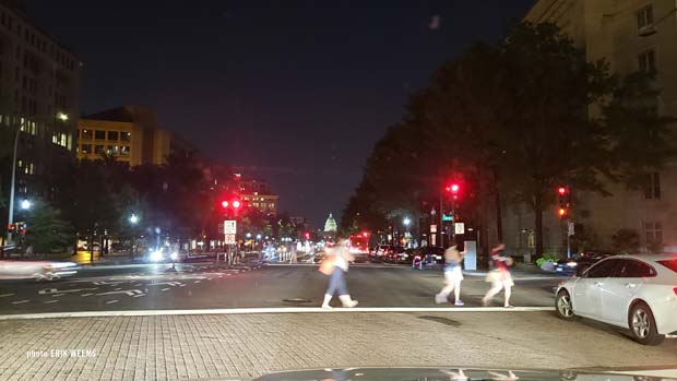 Cross Walk in DC at night with Capitol Dome Cross Walk in DC