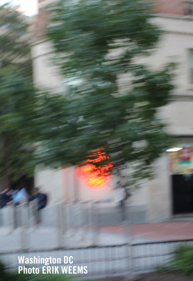 Red Orange Blur at Dupont Building Washington DC