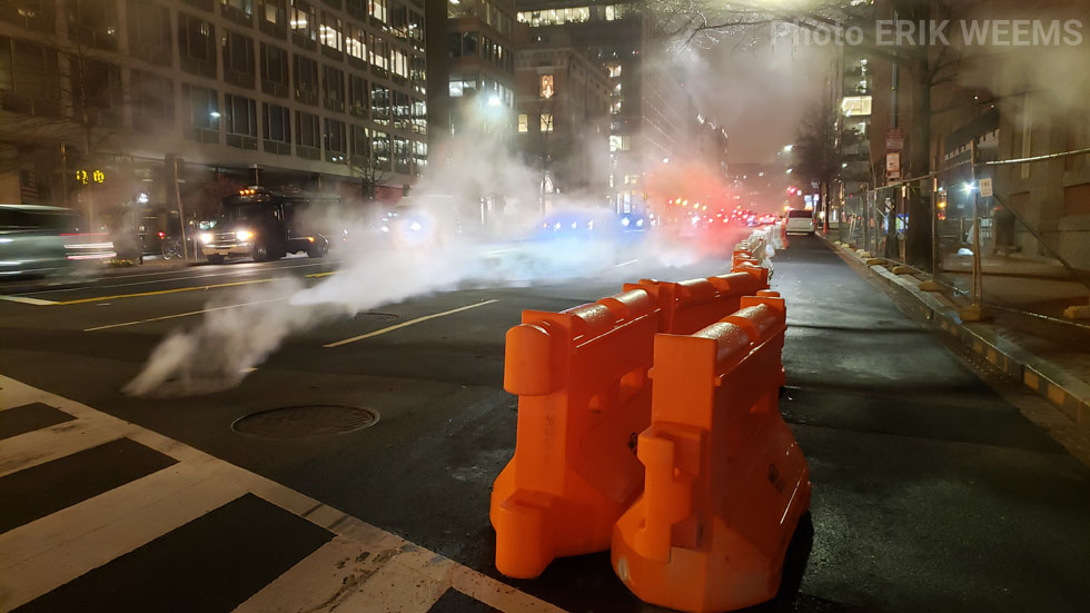 Steam on street near new Executive Office Building Washington DC