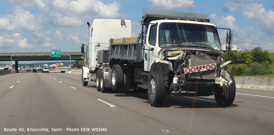 Route 40 broken truck backwards on Route 40 through Knoxville