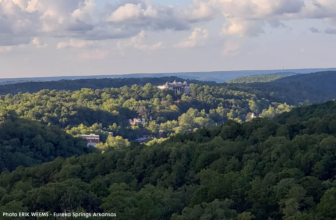 Eureka Springs sticking out from the trees