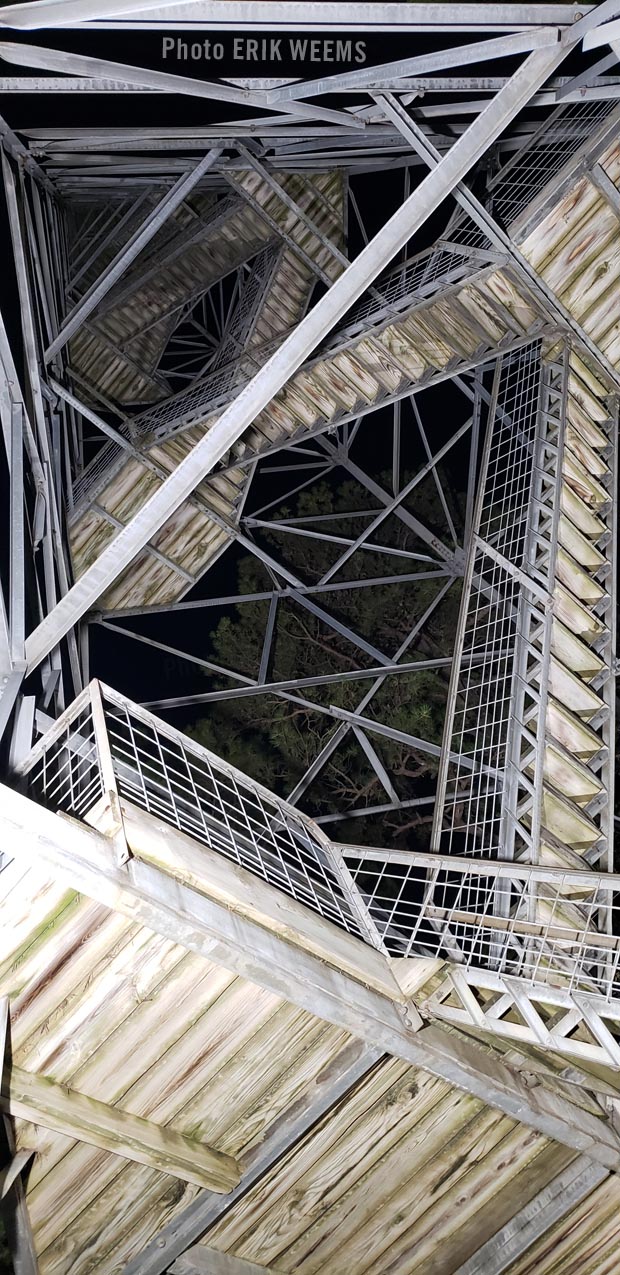 The Fire Tower at night in Eureka Springs Arkansas